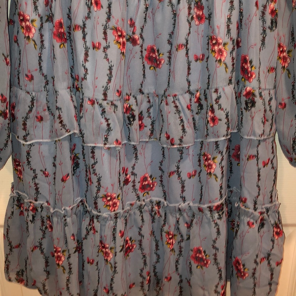 Blue Floral Ruffle Dress - Picture 2 of 3